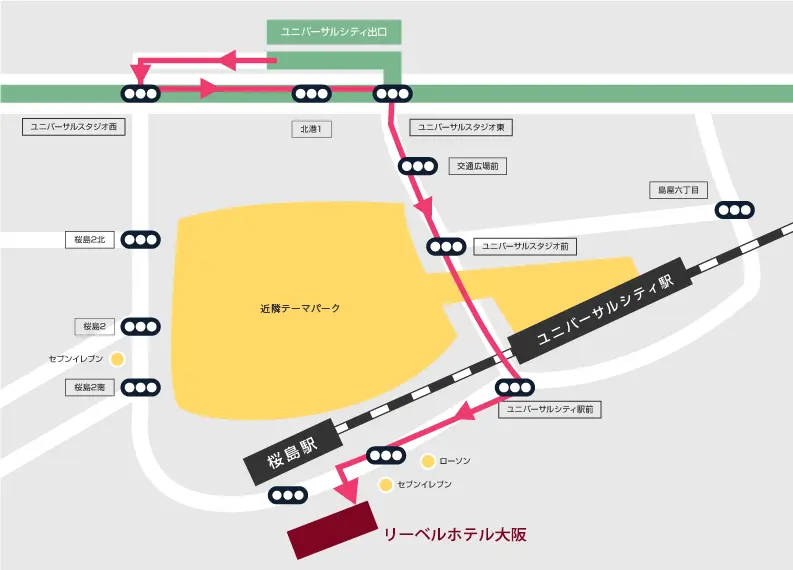 リーベルホテル大阪駐車場ルート図